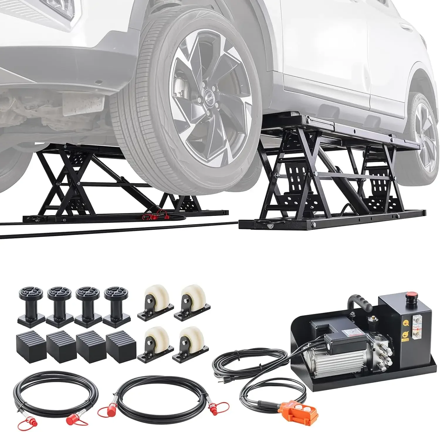 Portable Car Lift, 9000 lbs Capacity, Heavy Duty Steel Truck Lift with 28