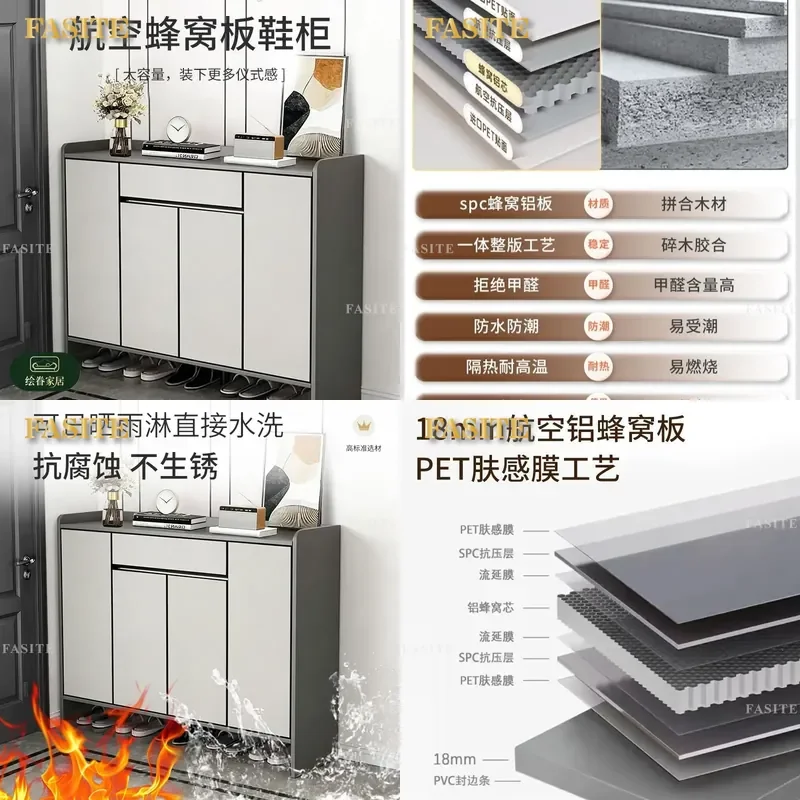 For Honeycomb Alloy Shoe Cabinet Modern Simple Outdoor Villa Courtyard Rain Sun Protection Home Door Storage Locker