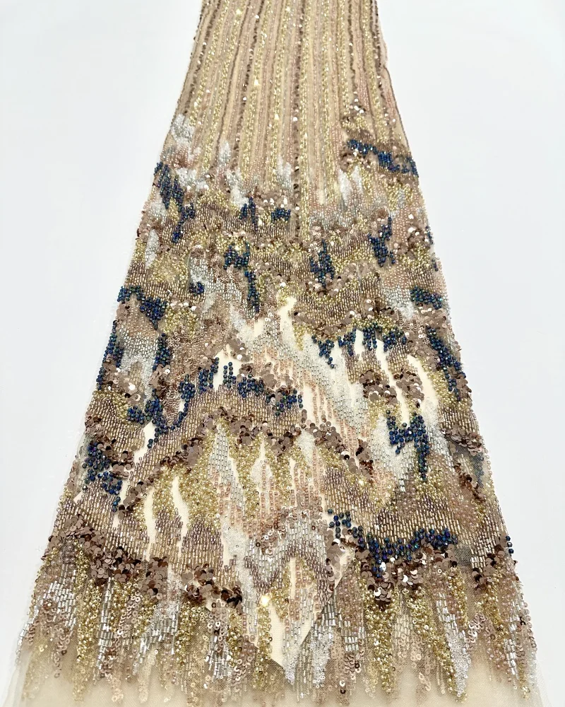 Africa Nigerian Beaded French Mesh Lace With Sequins High Quality 2025 Embroidery Lace Sequins Lace For Wedding Dresses Women