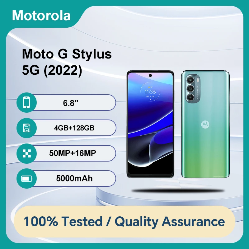 مفتوح الأصلي موتورولا موتو جي ستايلس 5G (2022) XT2215 بصمة WIFI 5000mAh 6.8 بوصة 50MP أندرويد 12