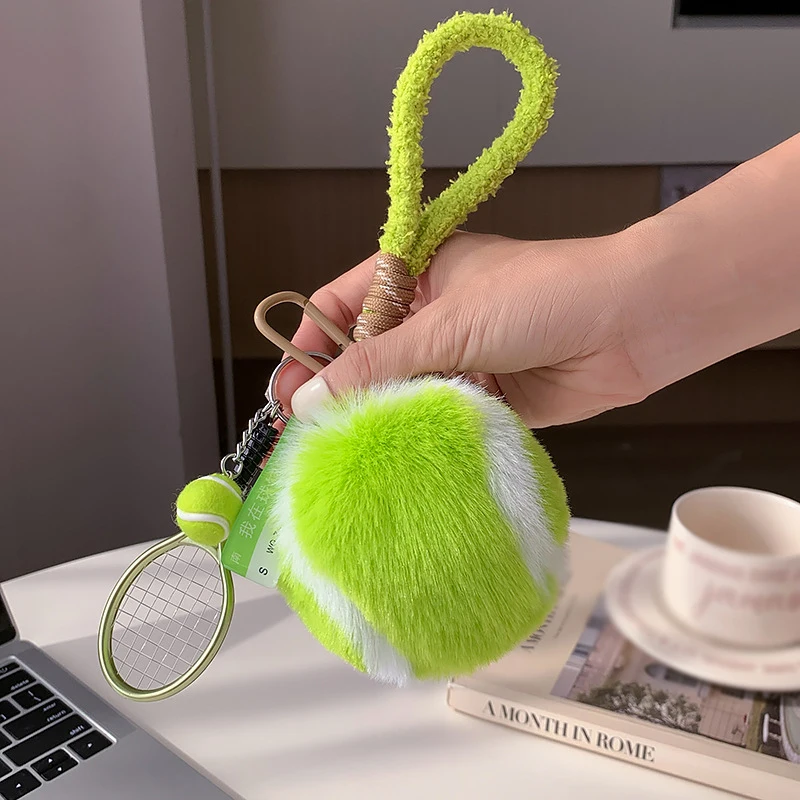 

Новый брелок для теннисной куклы, милый плюшевый мяч, школьная сумка, подвесные украшения, подарок для девочки, аксессуары для ключей, брелок для ключей, теннисный брелок