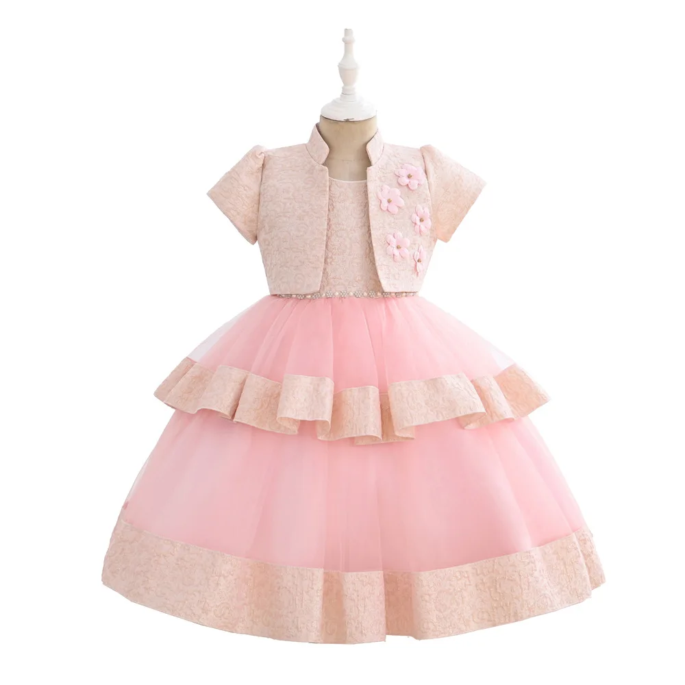 Summer Girls\' Princess Dress Set New Fluffy Girls\' Piano Performance Dress Pink Two Piece Set Children\'s Dress Girls Dress