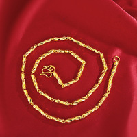 Dubai Gold Color Necklaces for Men 5 mm Bamboo Long Chain 22 inch Large Collar Man Jewelry Accessories Non Tarnish Gifts