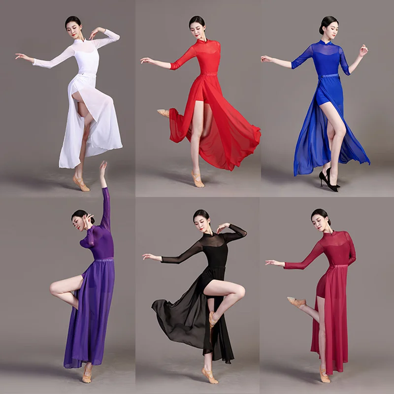 

Chinese Classical Dance Ethnic Style Cheongsam Skirt Modern Dance Practice Performance Costume