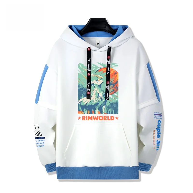 سترة هوديي من RimWorld للجنسين، مقاس فضفاض، ملابس كاجوال مريحة، ألياف بوليستر، أكمام بطول عادي للمراهقين والرجال