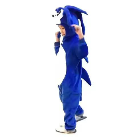 AA Anime Game Sonic Sleepwear Adult Children Autumn And Winter Flannel 1-piece Pajamas Blue Hedgehog Warm Loungewear 2025 New
