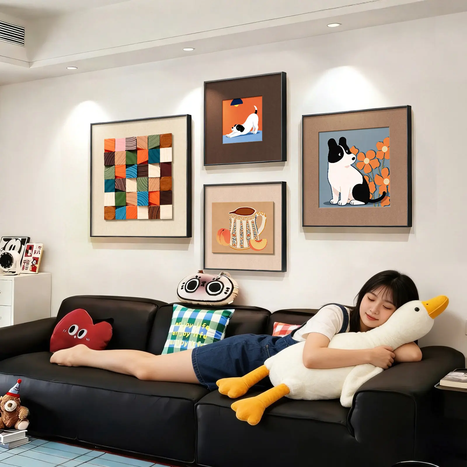 2026 new living room decorative painting interesting niche art sofa background wall hanging painting dopamine high sense mural