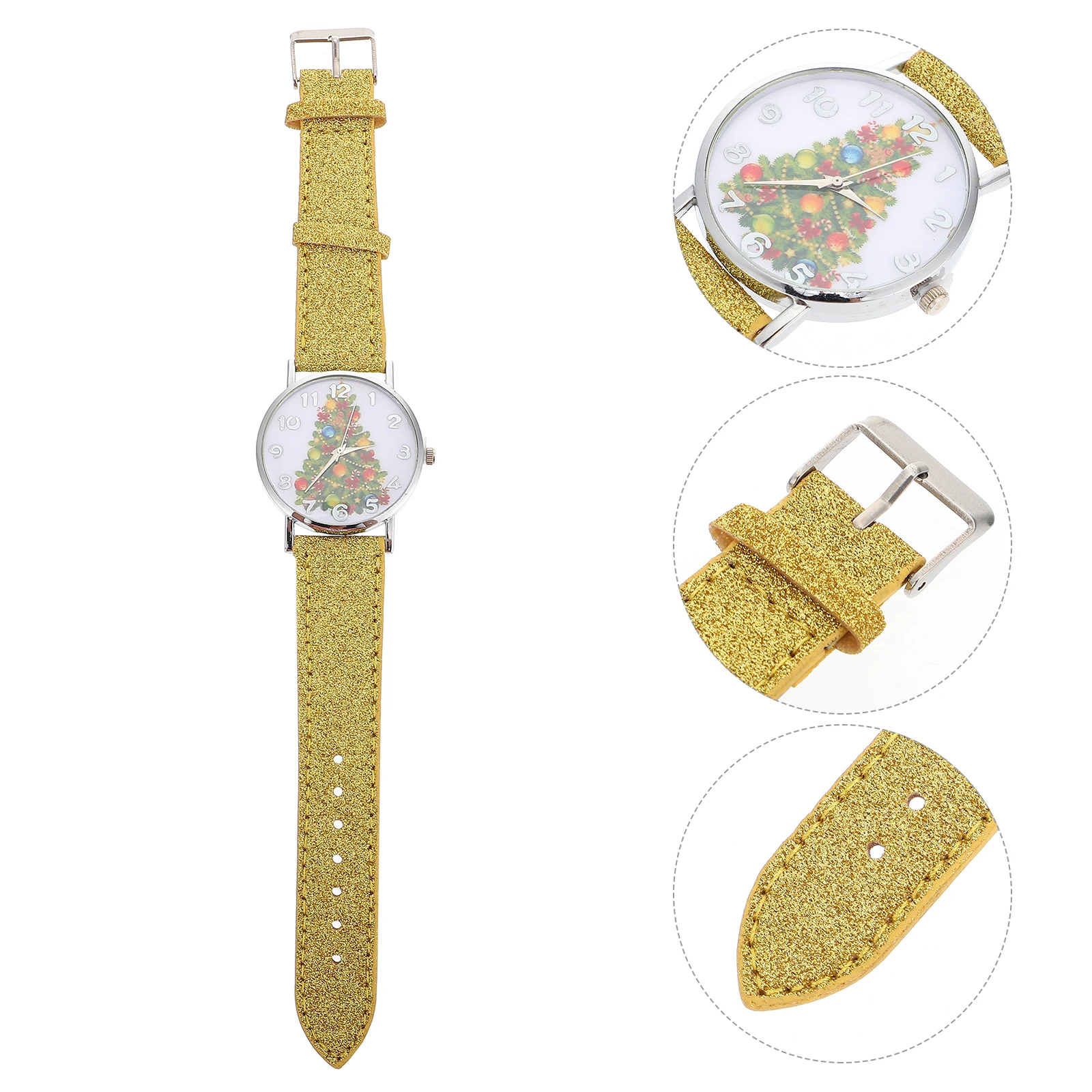 

1 pc Lady Watch Xmas Tree Pattern Women Wristwatch Stainless Steel Zinc Alloy Christmas Gift For Her Girls Elegant Festive
