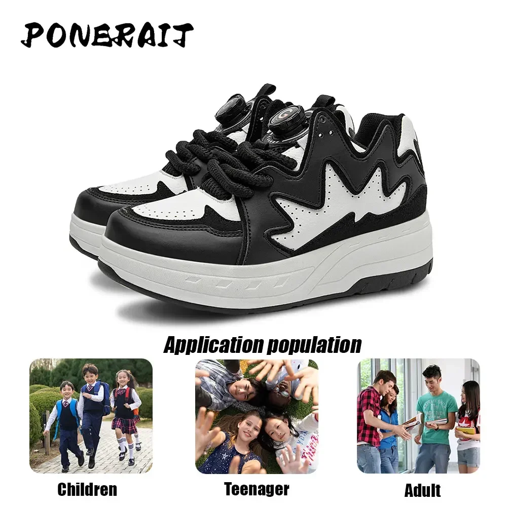 Boys 2-wheel High-top Roller Shoes Fashion Parkour Sneakers With Wheels Men's Retractable Dual-purpose Skates Sports Shoes