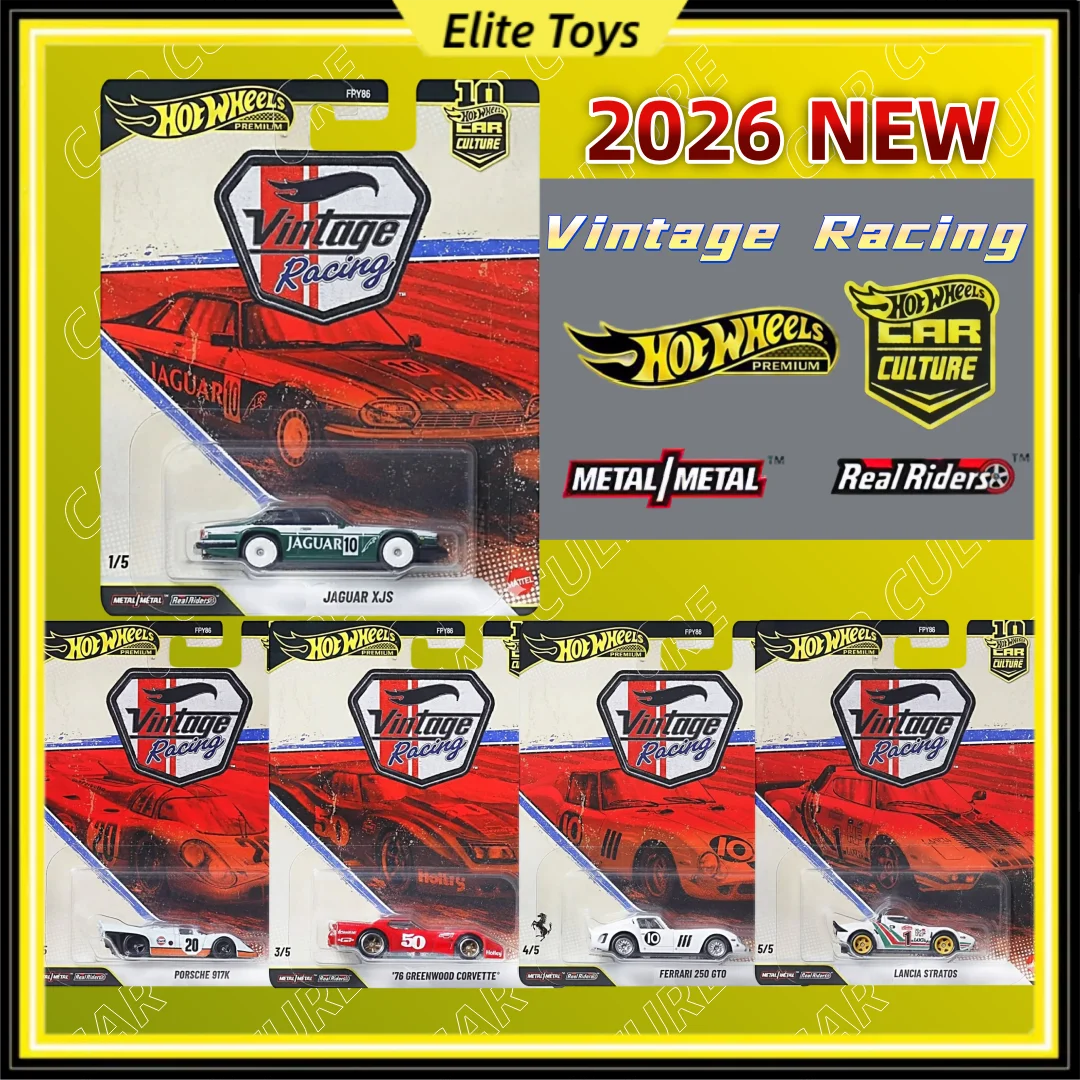 

Hot Wheels Premium Car Culture 10 Years Ferrari Porsche Jaguar Vintage Racing Mattel 1:64 Diecast Car Model Collectible Vehicle