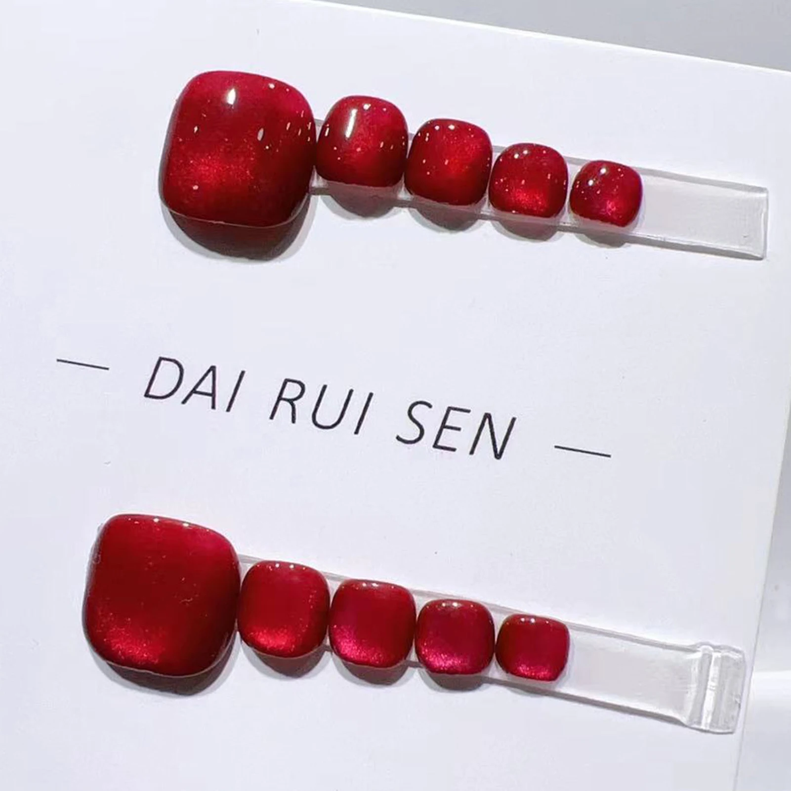 

10 шт., красные, синие кошачьи глаза, накладные ногти на ногах, многоразовые, долговечные, накладные ногти с кошачьим глазом для женщин и девочек, маникюр