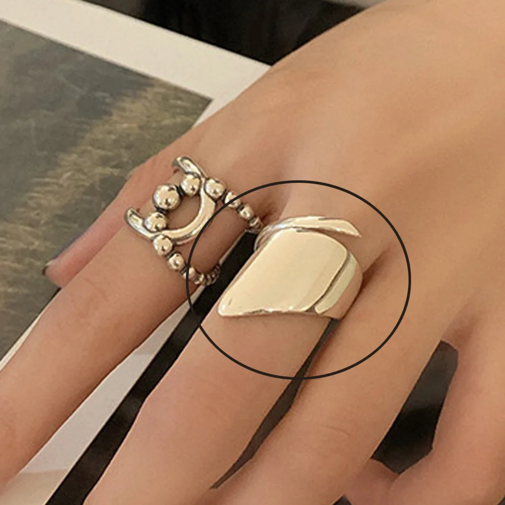 Women's 925 Sterling Silver Irregular Wide Smooth Ring
