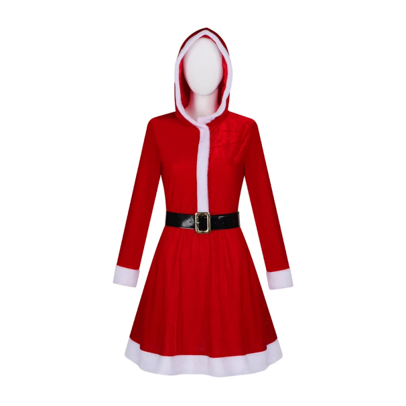 Fashion Ladies Santa Claus Cosplay Costume Women Christmas Theme Carnival Party Role Play Outfit Waistbelt Fancy Christmas Dress