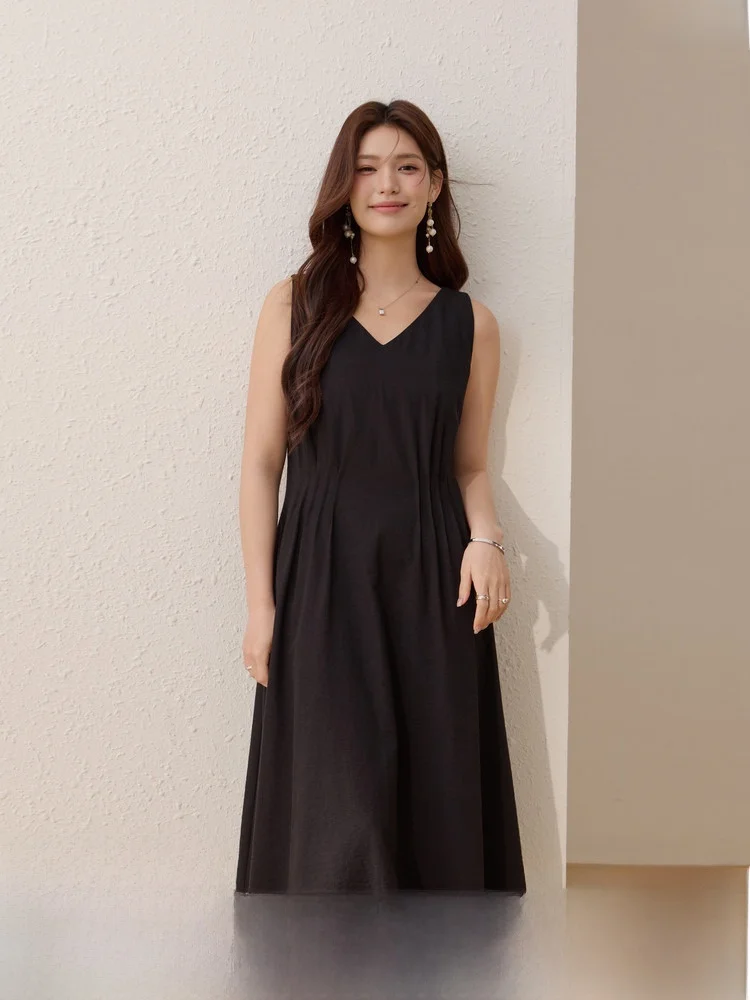 

Simple Ele Waist-Cinched Svel Pleated Dr for plus Size Women Casual A-Line Midi Dr Spring Faion New Arrival