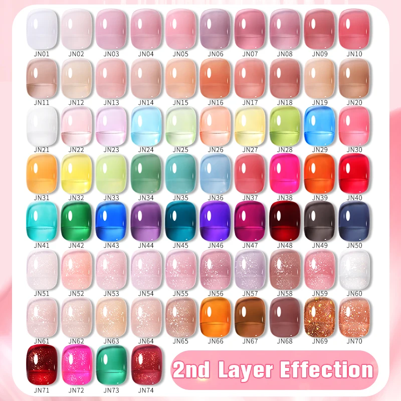 BORN PRETTY Transparent Jelly Nude Gel Nagellack 10 ml Sheer Glitter Crystal Varnis Semi Permanent für Nail Art DIY zu Hause