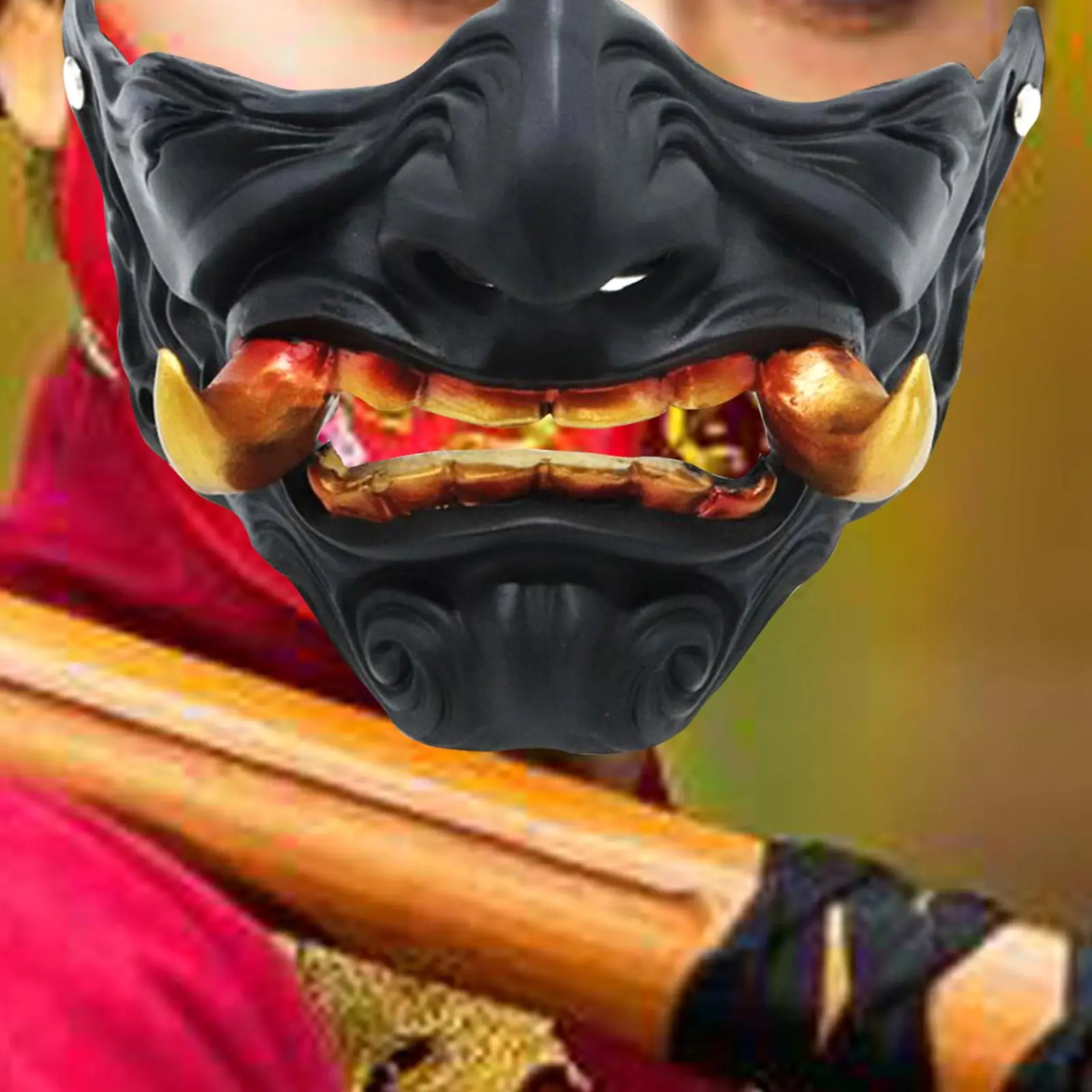 Samurai Maske gruselige Maske Requisiten Erwachsenen Unisex Kostüm Zubehör verkleiden Geschenke Grimasse Maske halbe Gesichts maske Cosplay japanische Maske