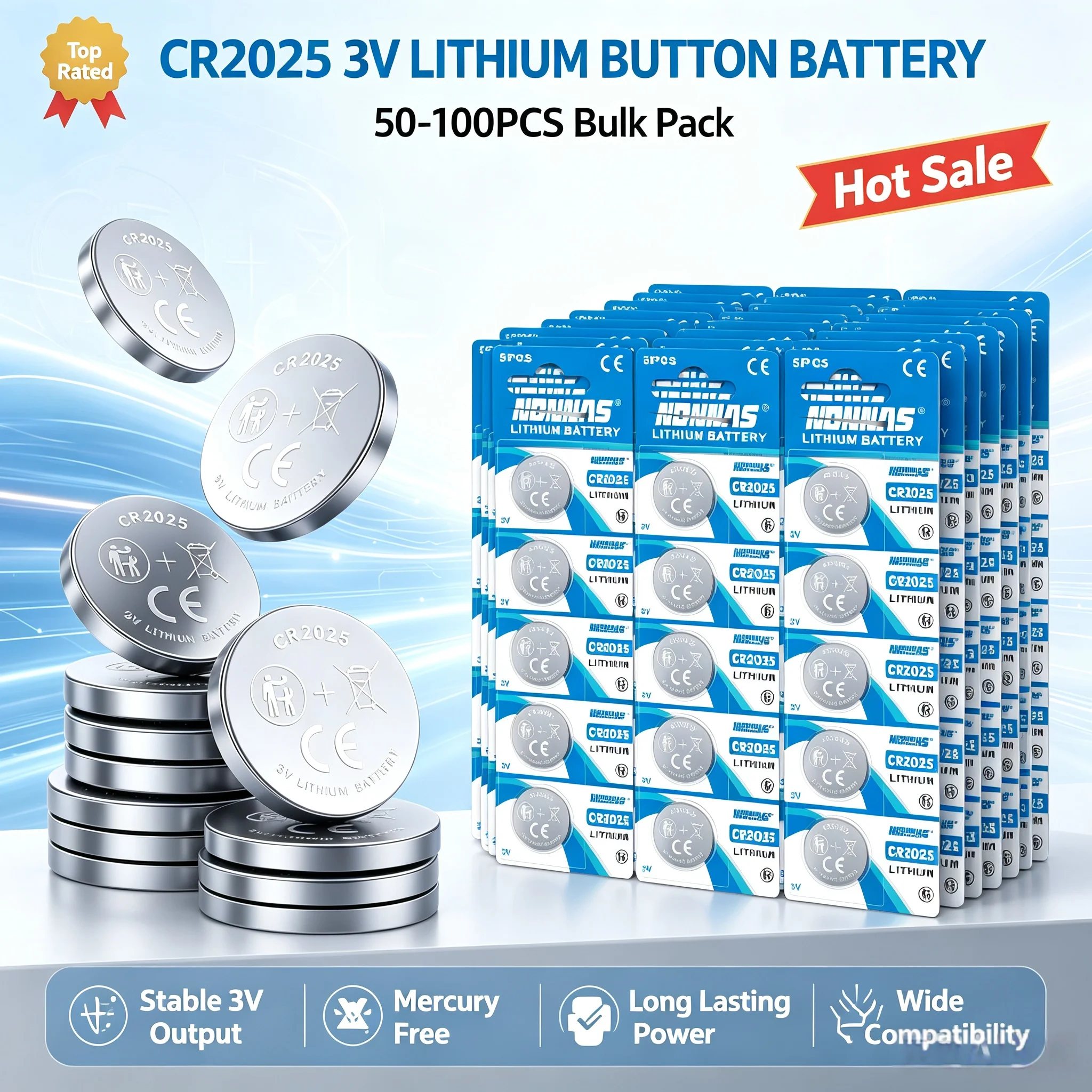 50-100PCS CR2025 3V Lithium Coin Battery DL2025 BR2025 5003LC LM2025 CR 2025 Watch Batteries For Toys Clock Compute
