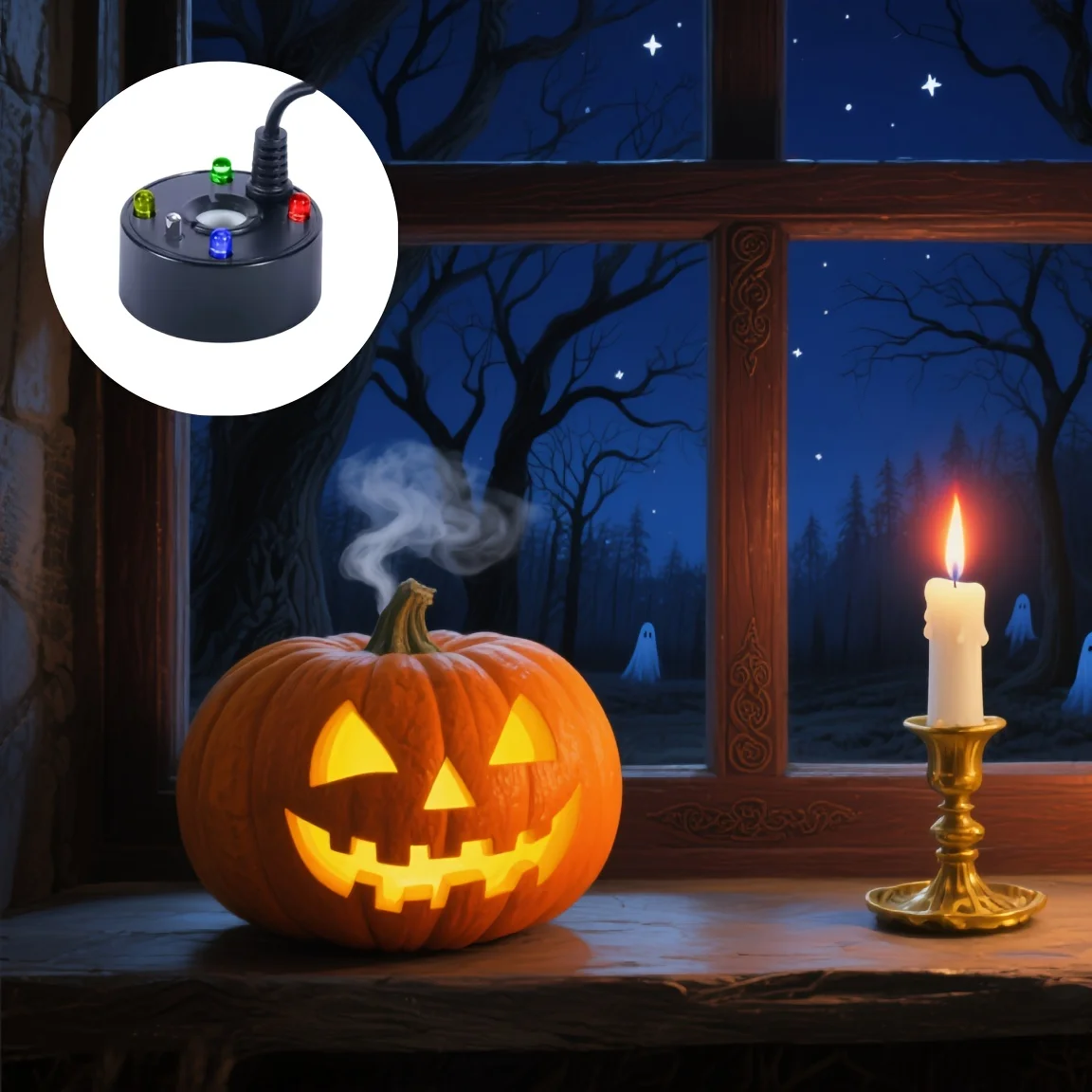 Spina USB 4 LED Spruzzatore ad ultrasuoni Fontana interna Funzione acqua Stagno Portatile Rettile Nebbia Umidificatore Calderone di Halloween