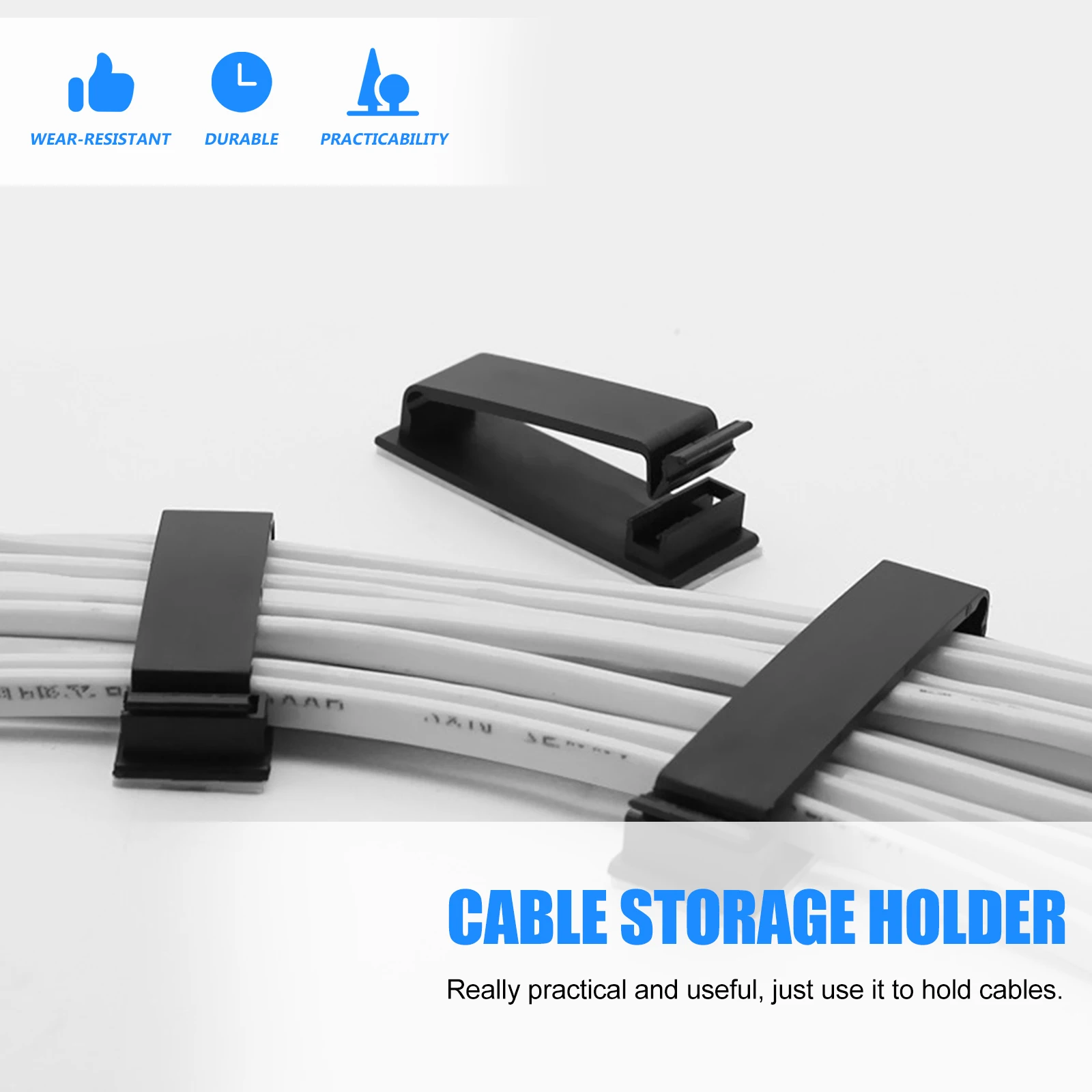 

20pcs Cable Manager PA66 Self Adhesive Desk ganizer for Cables Wires Charging Headphone Holder