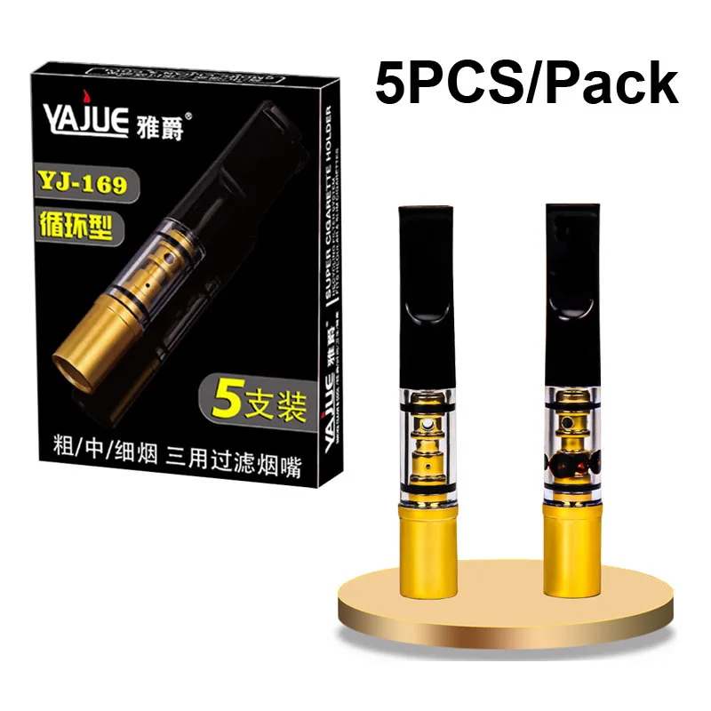 5PCS/Set For 5.5/8mm Microfilter Tar Filtration Cigarette Filter Smoking Mouthpiece Reduce Tar Cleanable Smoke Accessories
