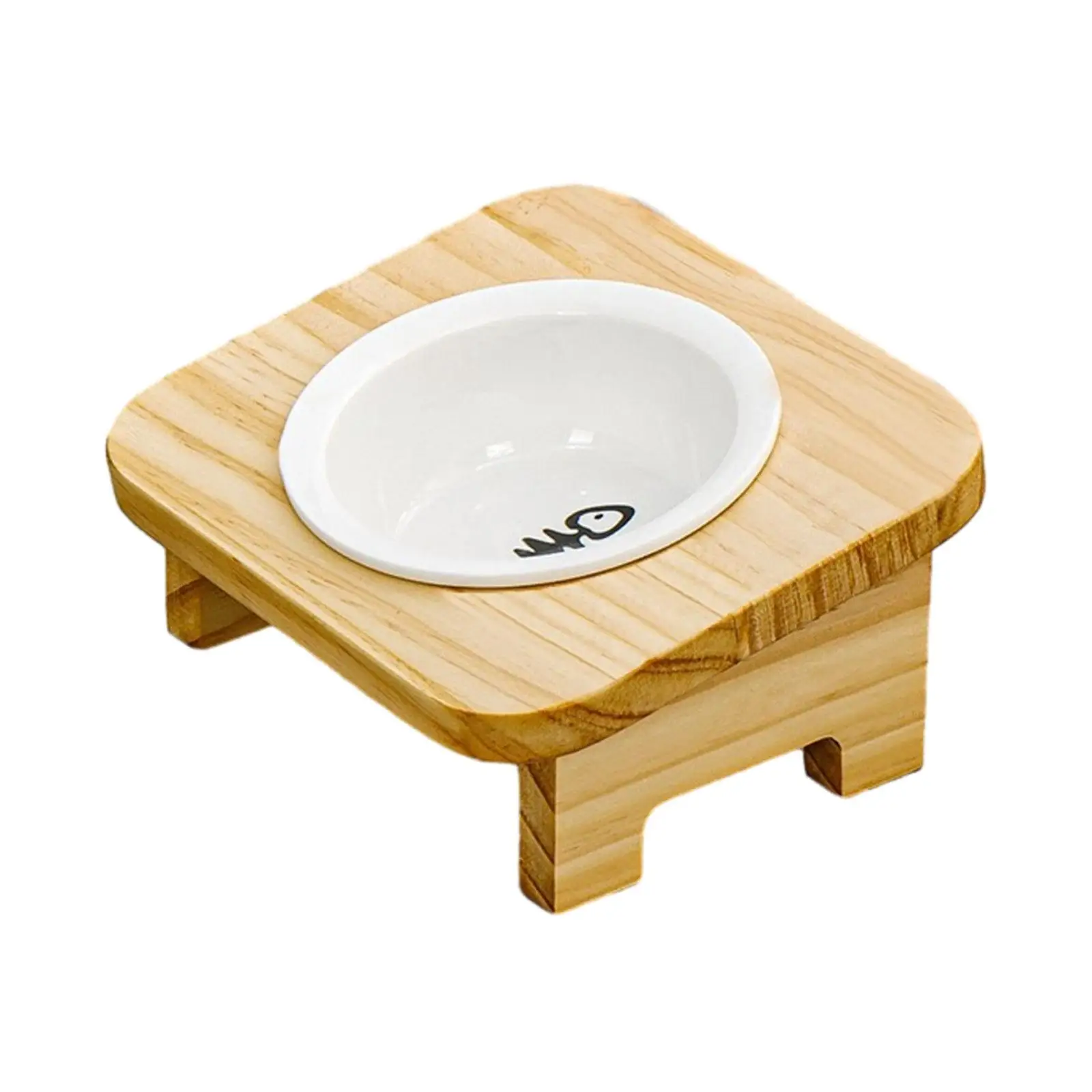 Pet Bowls Water Dish Durable 15° Tilted Elevated Cat Bowl Ceramic Food Feeder for Kitten Puppy Small Dogs Non Slip No Spill