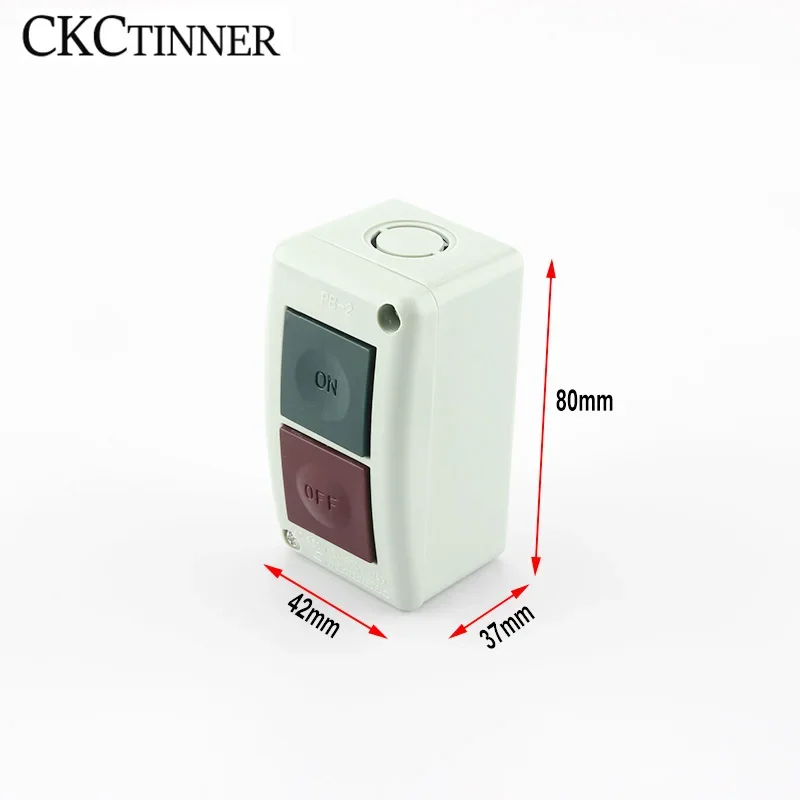 Button Switch PB-2 Self-reset Two Position Button box AC 250V 3A Amp ON/OFF Momentary Motor Control switch with plastic box P231