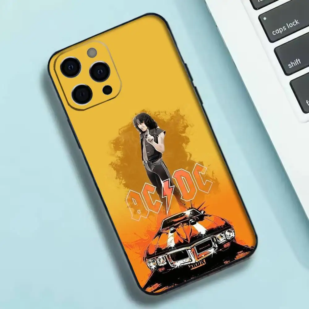 حافظة هاتف A- AcDc Rock لهاتف iPhone17,16,15,14,13,12,11 Plus، Pro Max غطاء أسود ناعم #6