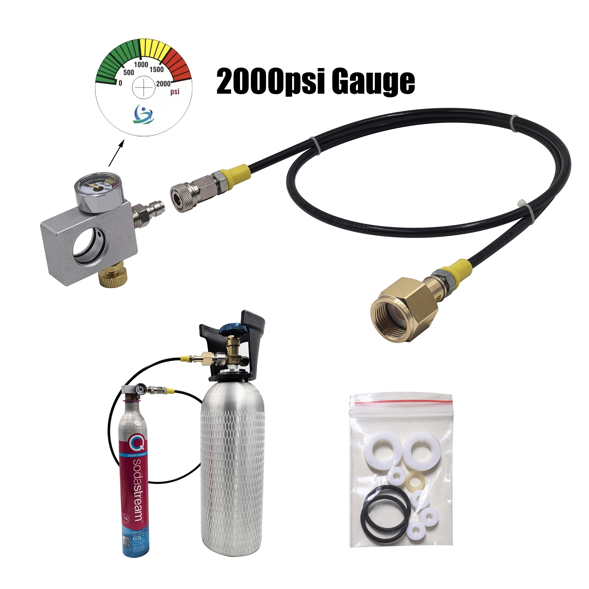 2025 Carbon Dioxide Cylider Filling Adapter Carbonator Refill Fill Station Hose for Pink CO2 Cylinder Bottle DUO Terra Art Gaia