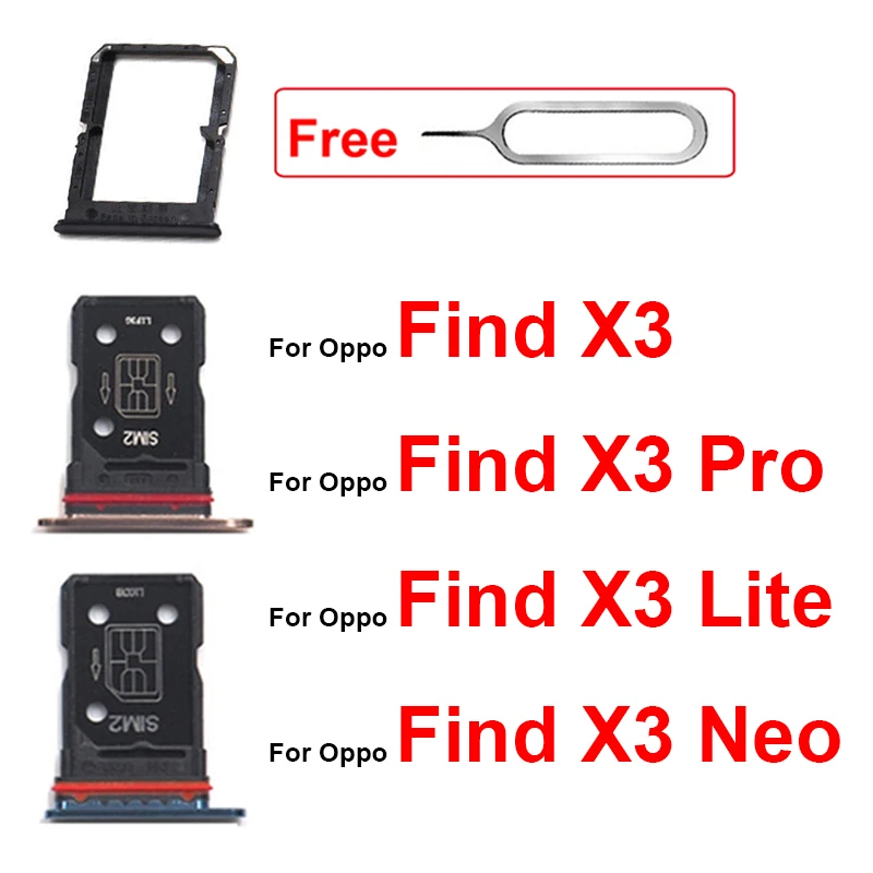 SIM Card Tray For OPPO Find X3 Pro X3 Lite X3 Neo Sim Card Holder Slot   Card Reader Adapter Replacement Parts