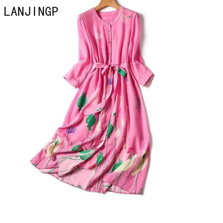 

cutting women's clothing clearance simulation silk high-end mulberry silk dress women's spring and autumn