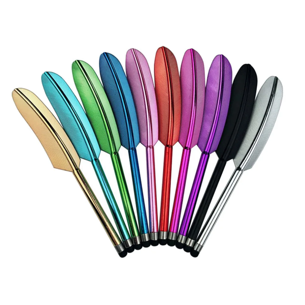 5 قطعة قلم شاشة اللمس بالسعة تصميم الريشة المعدنية للهاتف اللوحي السلس الجلد اللمس دائم موصل تلميح مختلط الألوان #2