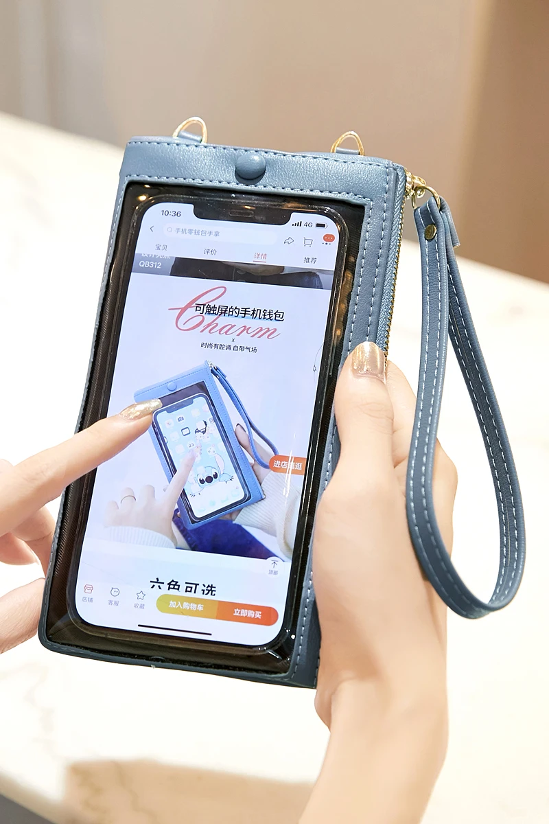 Minimalistyczny portfel damski o dużej pojemności z ekranem dotykowym Długi portfel damski Wysokiej jakości PU LeatherMultiCardHandbagShoulderBag