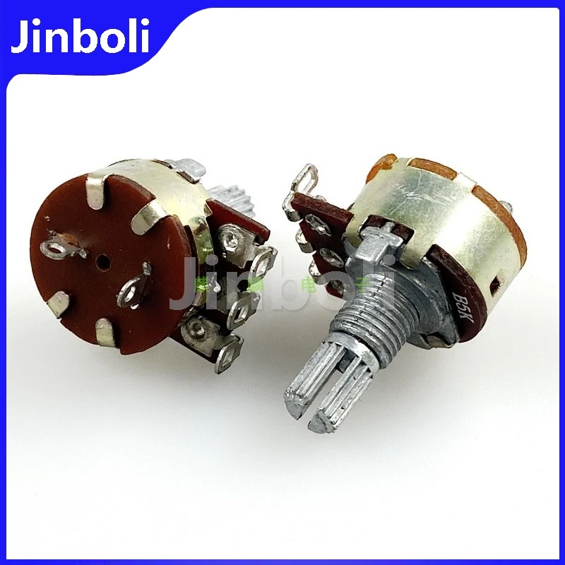 2PCS 16 Type B5K With Rotary Switch 5Pins Single Potentiometer Computer Speaker Volume Switch Threading Hole Pin