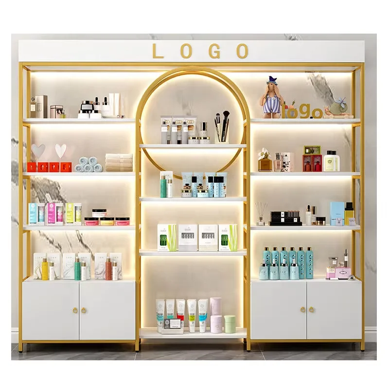 custom.Boutique Wall Mount Display Cosmetics Shop Display Rack Shoe and Bag Rack Cabinet Cosmetic Store Shelf Display Stand