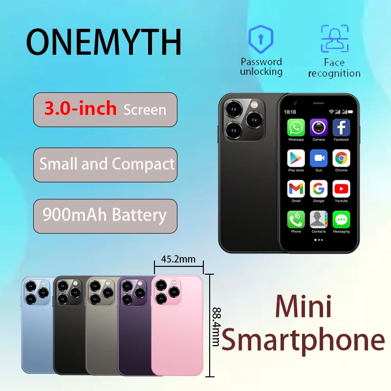 ONEMYTH XS15 Mini Mobile Phone | 3.0-inch| 2+16GB | Dual SIM 3G | Google Play | Multi-Color