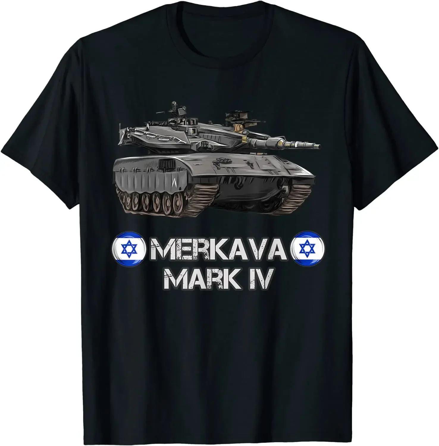 T-Shirt 100% Cotton Neck Summer Short Sleeve Casual Mens heavyweight fashion Round manga Army IDF Merkava Mark Main Battle Tank