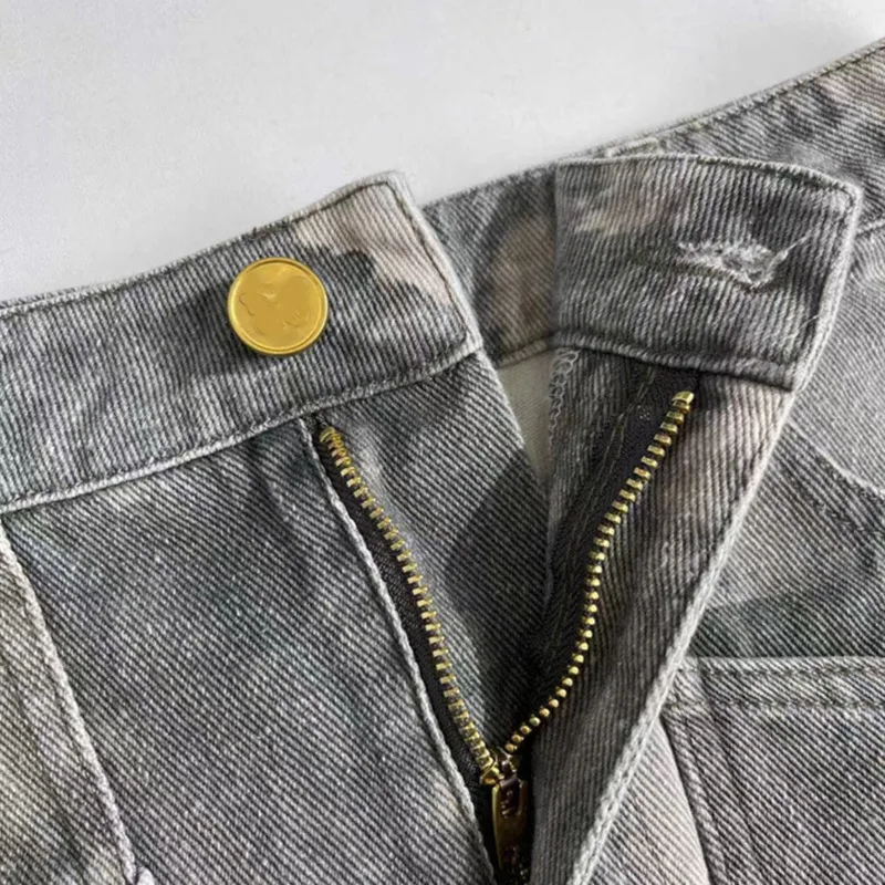 HKSH Primavera Estate Nuove donne Chic Vintage Streetwear Design originale Camouflage Multi-tasca Dritto Gonne di jeans lunghe HK5603