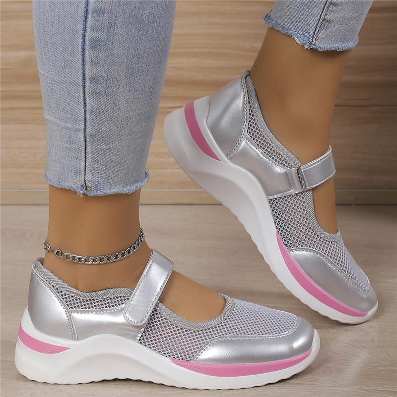 Zapatillas de deporte informales vulcanizadas para mujer, mocasines con plataforma de malla transpirable, zapatos deportivos para correr, tendencia de verano, 2024