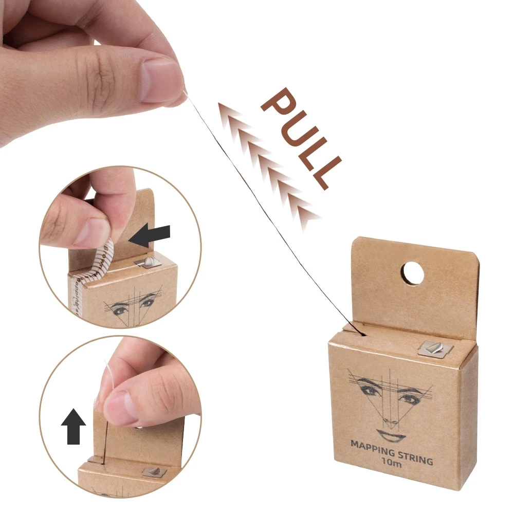 10 متر براون Microblading رسم الخرائط قبل الحبر سلسلة ل ماكياج الحاجب صبغ الكتان الموضوع شبه دائم تحديد المواقع أداة قياس