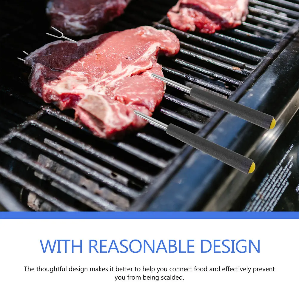 

10Pcs Stainless Steel Bbq Forks Outdoor Camping Accessories Cooking Portable Antiscald Long Handle Design Sausage Hot Dogs