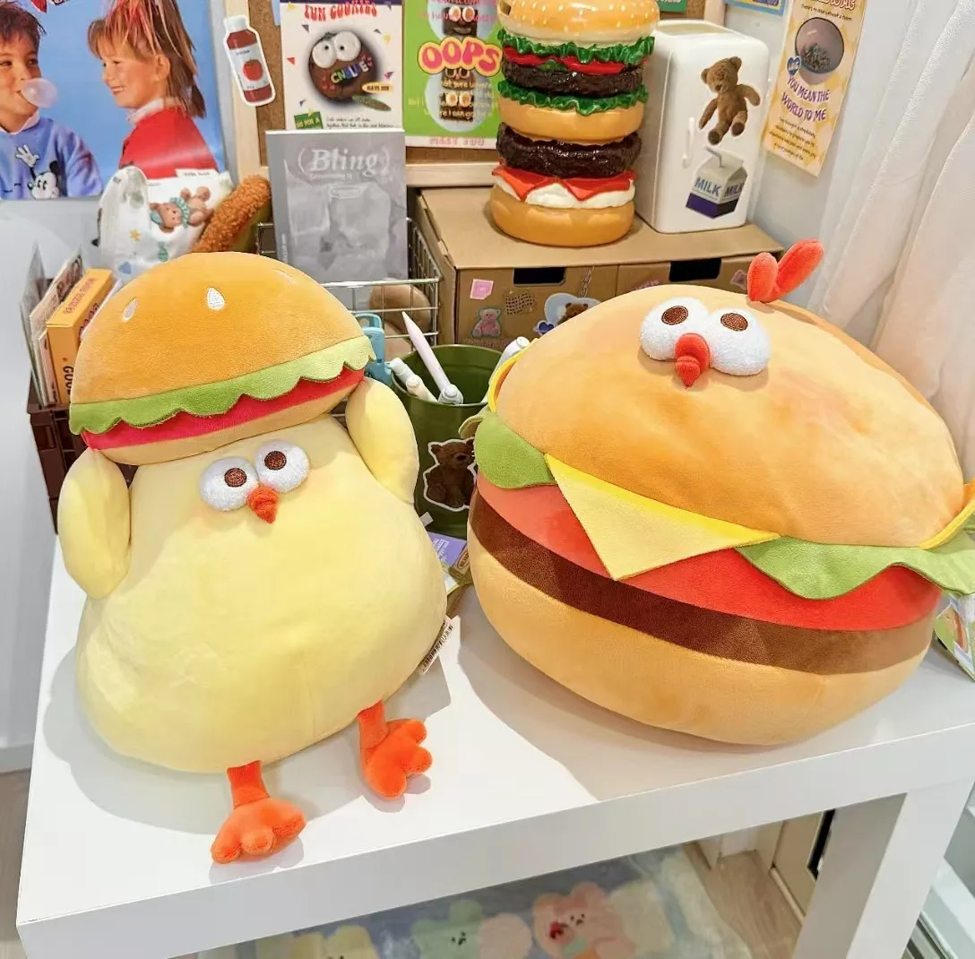 Jouets en peluche jetables pour garçons et filles, hamburger, sandwich, pizza, oreiller, simulation douce, poupées mignonnes, animal en peluche drôle, cadeaux de festival