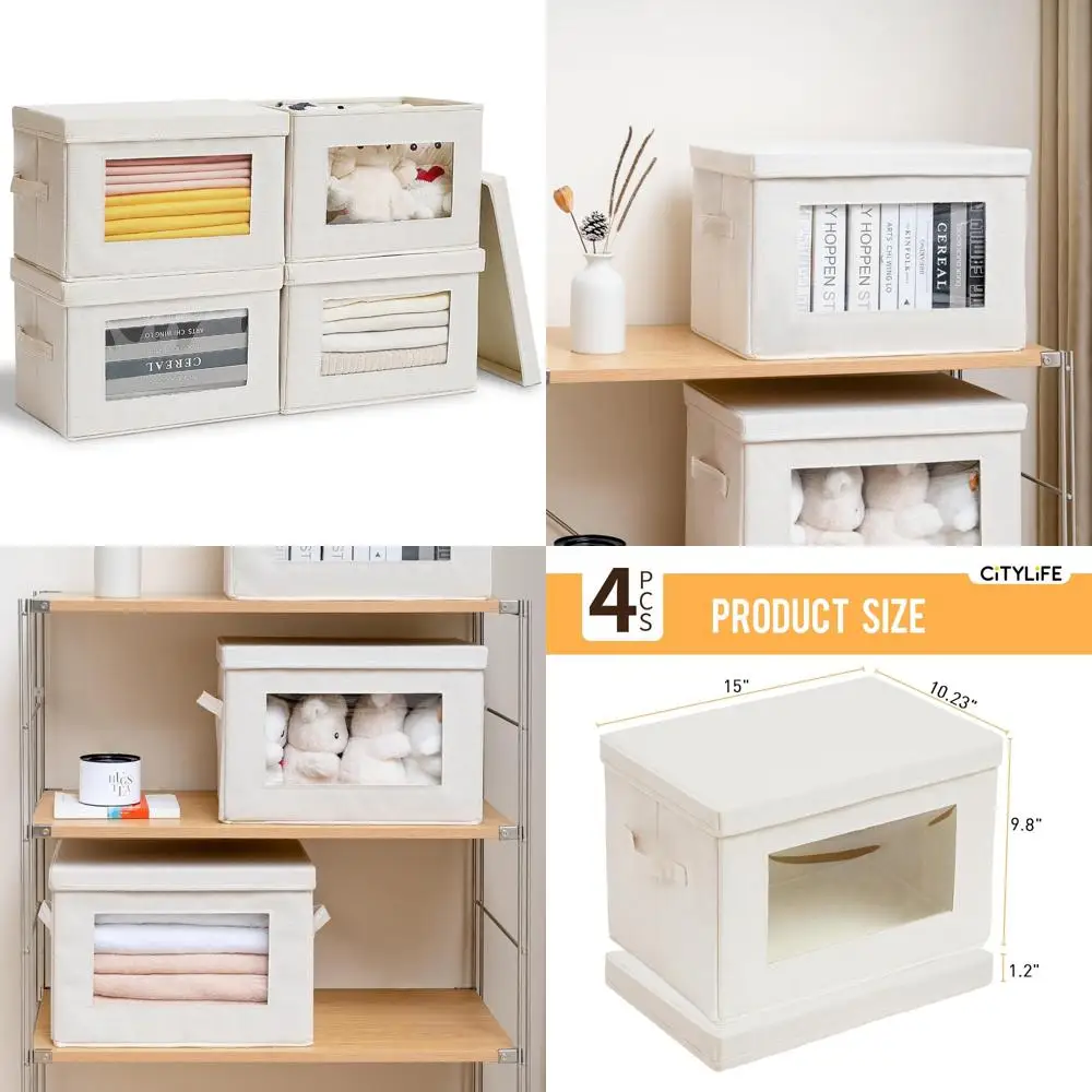 Collapsible Fabric Storage Cubes with Soft Handles, Foldable Baskets for Organized Closet Storage