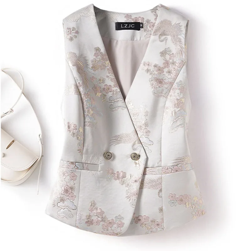 

Fashion Vest Women New 2025 Retro Temperament Loose Autumn Sleeveless Casual Jacquard Waistcoat Vests Coats Female Top