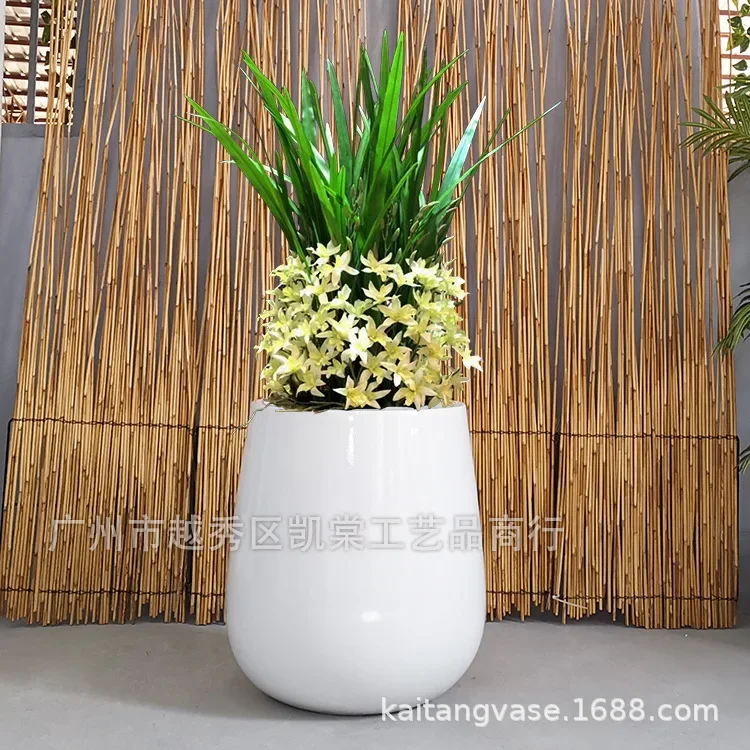 European FRP floor-to-ceiling large vase home soft furnishing water drop type hotel front desk simulated plant landscape