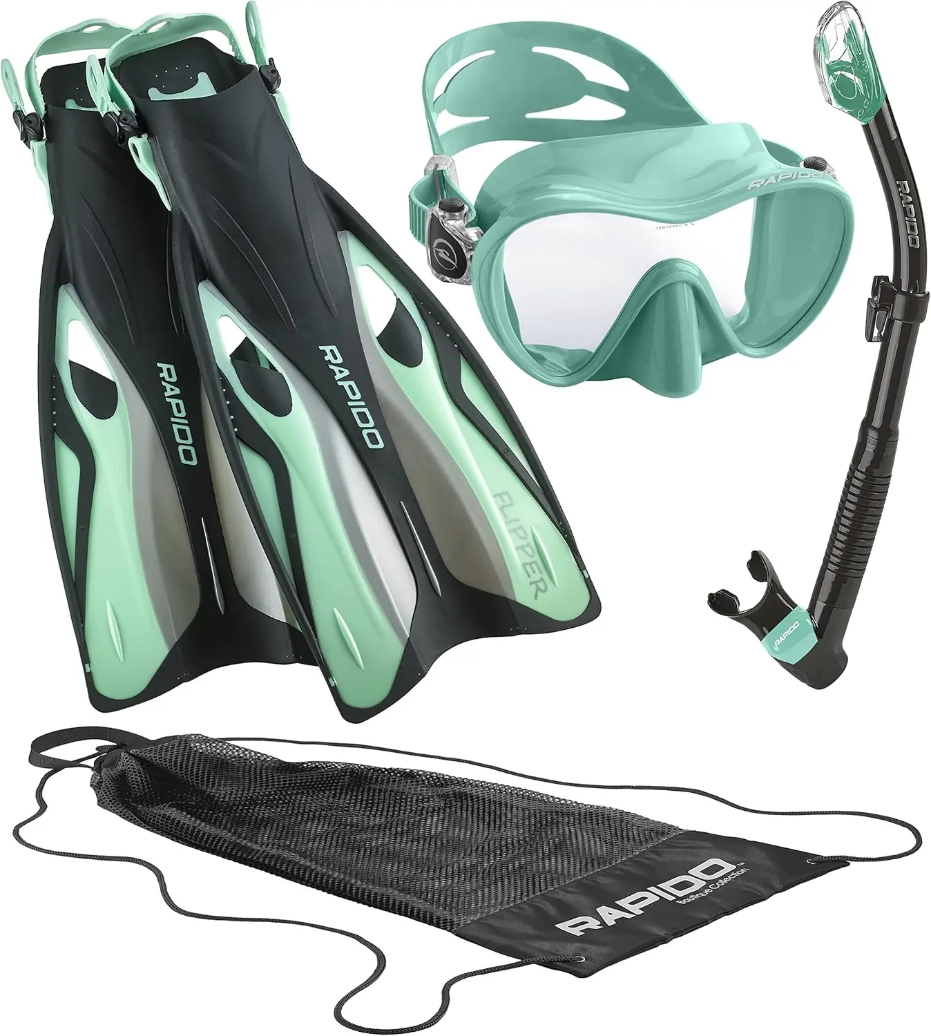 

Snorkeling Set with Frameless Mask, Snorkel and Diving Fins