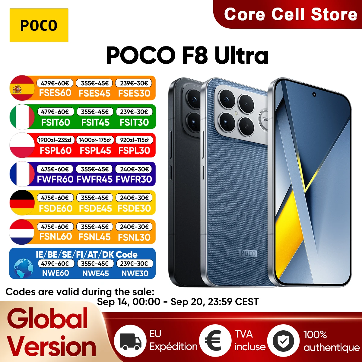 Globális verzió POCO F8 Ultra 5G okostelefon Snapdragon® 8 Elite Gen 5 6.9" Eyecare AMOLED kijelző 6500mAh 100W HyperCharge NFC