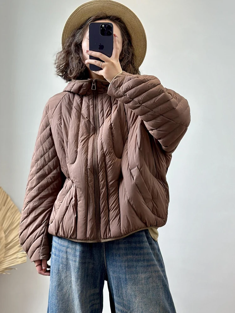 2025 herbst Winter Frauen Übergroße Puffer Jacke Kurze Ultra Licht 90 % Weiße Ente Unten Mantel Mit Kapuze Warme Parkas outwear