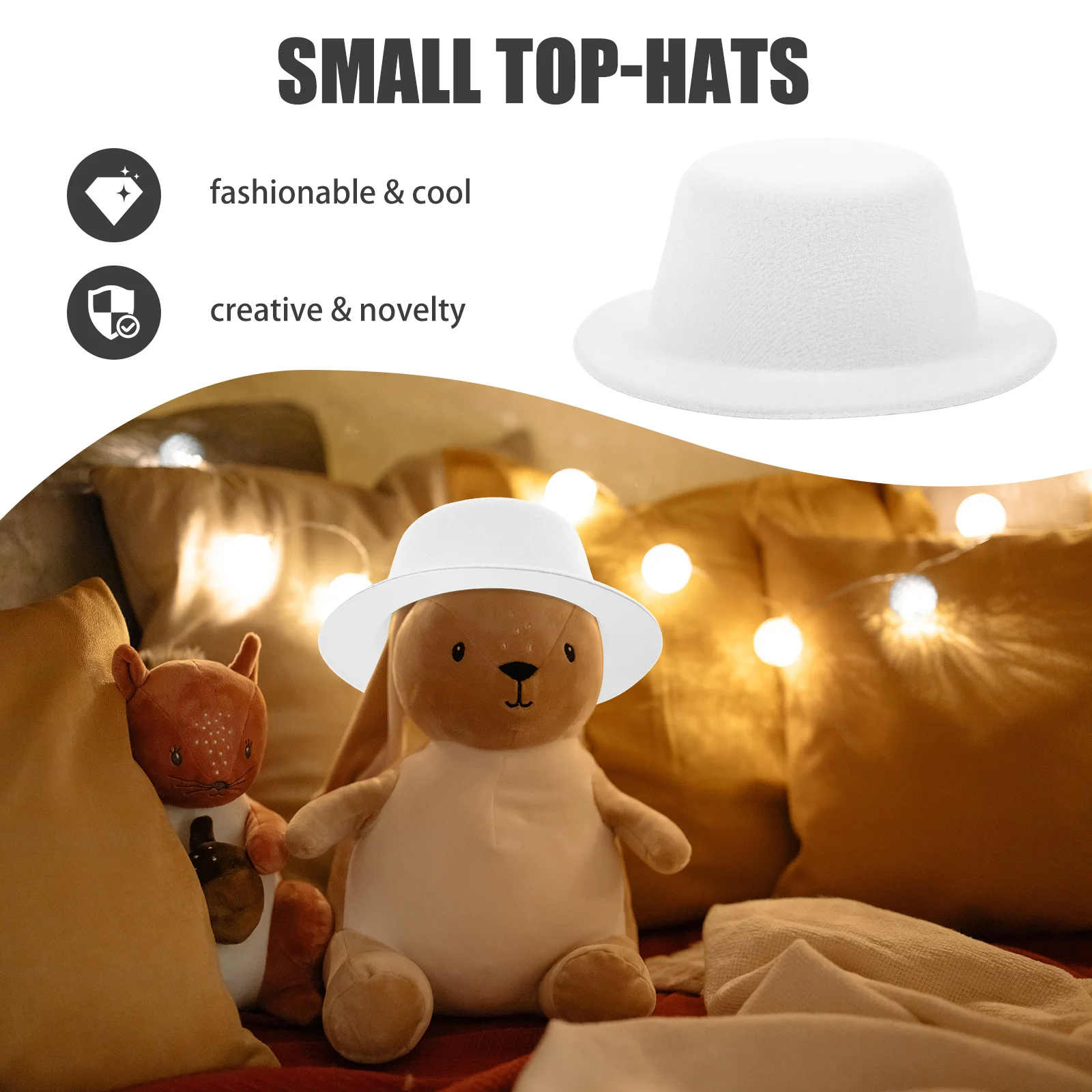 6 pçs feltro mini cartola para boneco de neve e urso multi-função chapéus em miniatura resistente ao desgaste minúsculos chapéus diy artesanato boneco de neve cartola