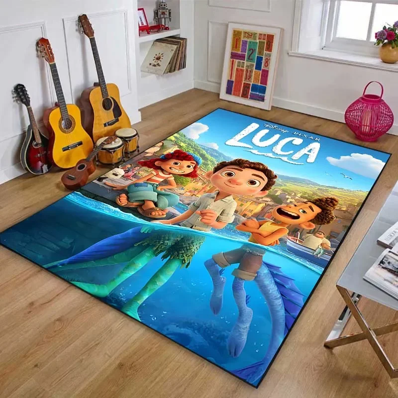 Disney Cartoon Luca Pattern Area Rug Carpet for Living Room Bedroom Carpet Bedside Floor Mat Kid's Room Play Mats Non-slip Mat