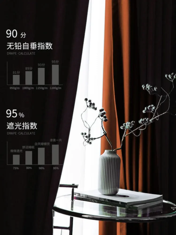 NH5026Blackout curtains milk tea color cotton and linen wabi-sabi style simple